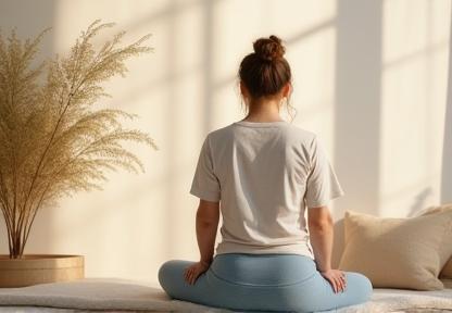 Client practicing guided relaxation with therapist support